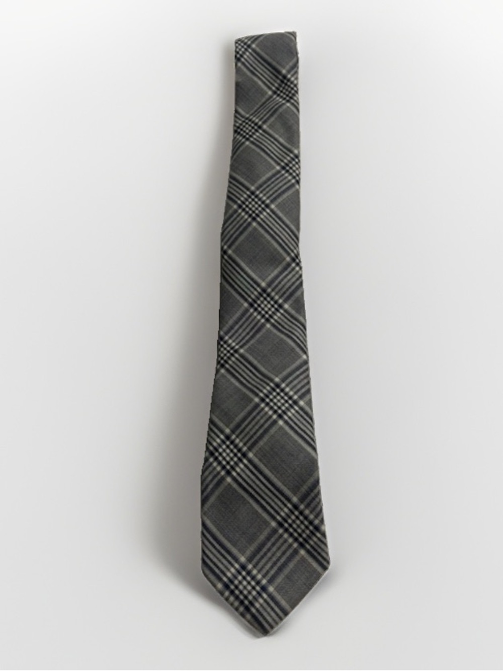 Brooks Brothers Black Fleece Thom Browne Gray Tartan Silk Slim Tie USA